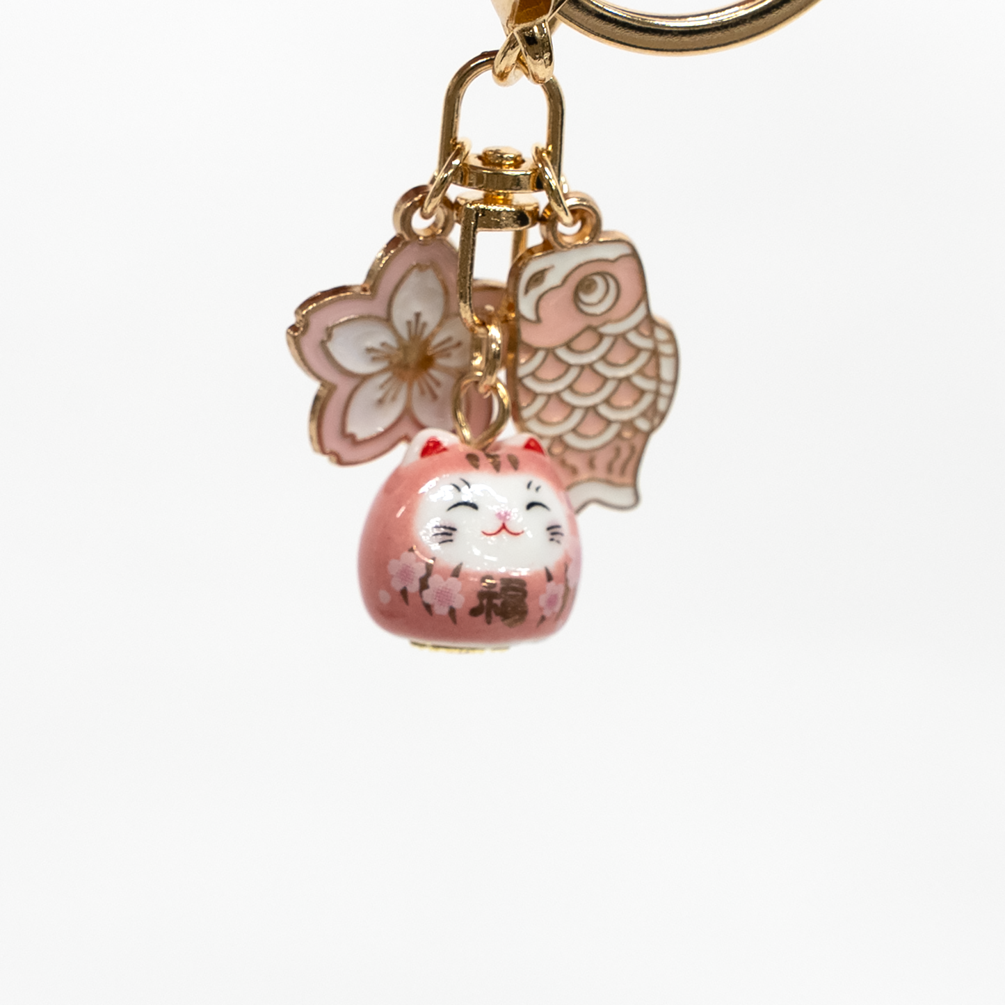 Portachiavi bambola Daruma Sakura (Fiore di ciliegio) Koinobori (Manica a vento a forma di carpa) Rosa