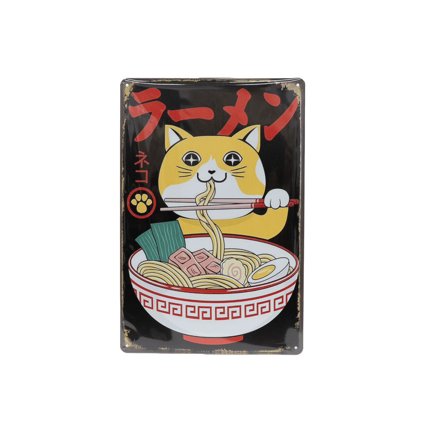 Decorative Signboard of a Cat Eating Ramen