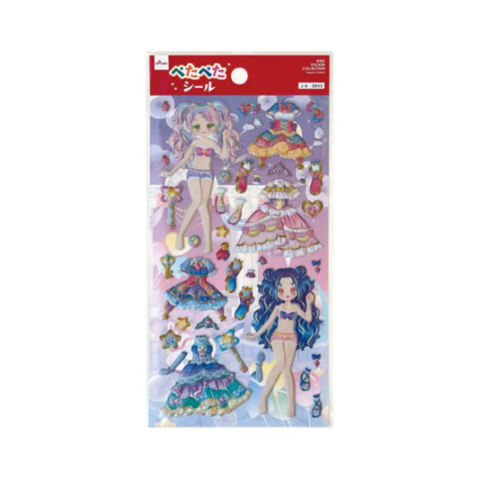 DAISO Doll Dress-Up Stickers - Cute 3D Puffy Fashion Set