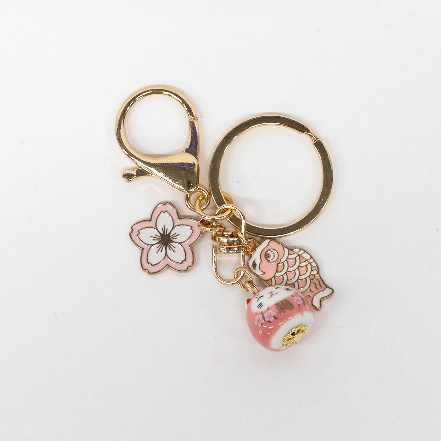 Portachiavi bambola Daruma Sakura (Fiore di ciliegio) Koinobori (Manica a vento a forma di carpa) Rosa