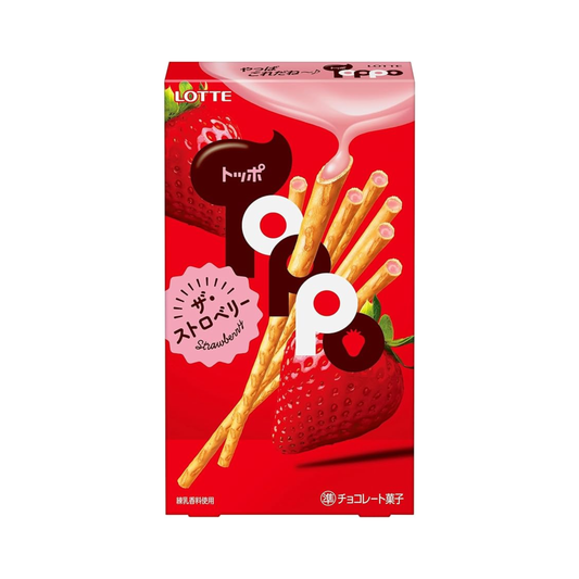 Lotte Toppo <The Strawberry> – Strawberry Chocolate-Filled Pretzel Sticks (2-Pack)